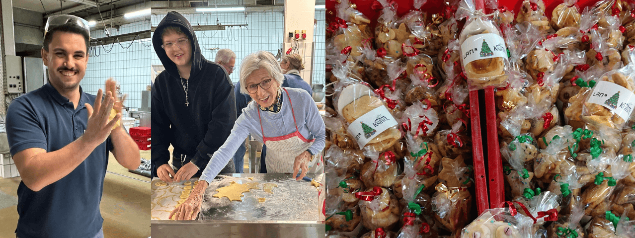 Backen für den guten Zweck. LAN und die Fleischerei Knittel backen Plätzchen für das Kinder- und Jugendhospitz Main-Kinzig Fulda